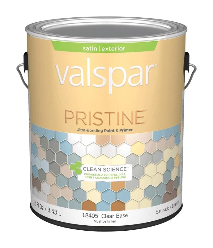 Pristine 100% Acrylic Satin Exterior Paint & Primer, Clear Base, 1 Gallon