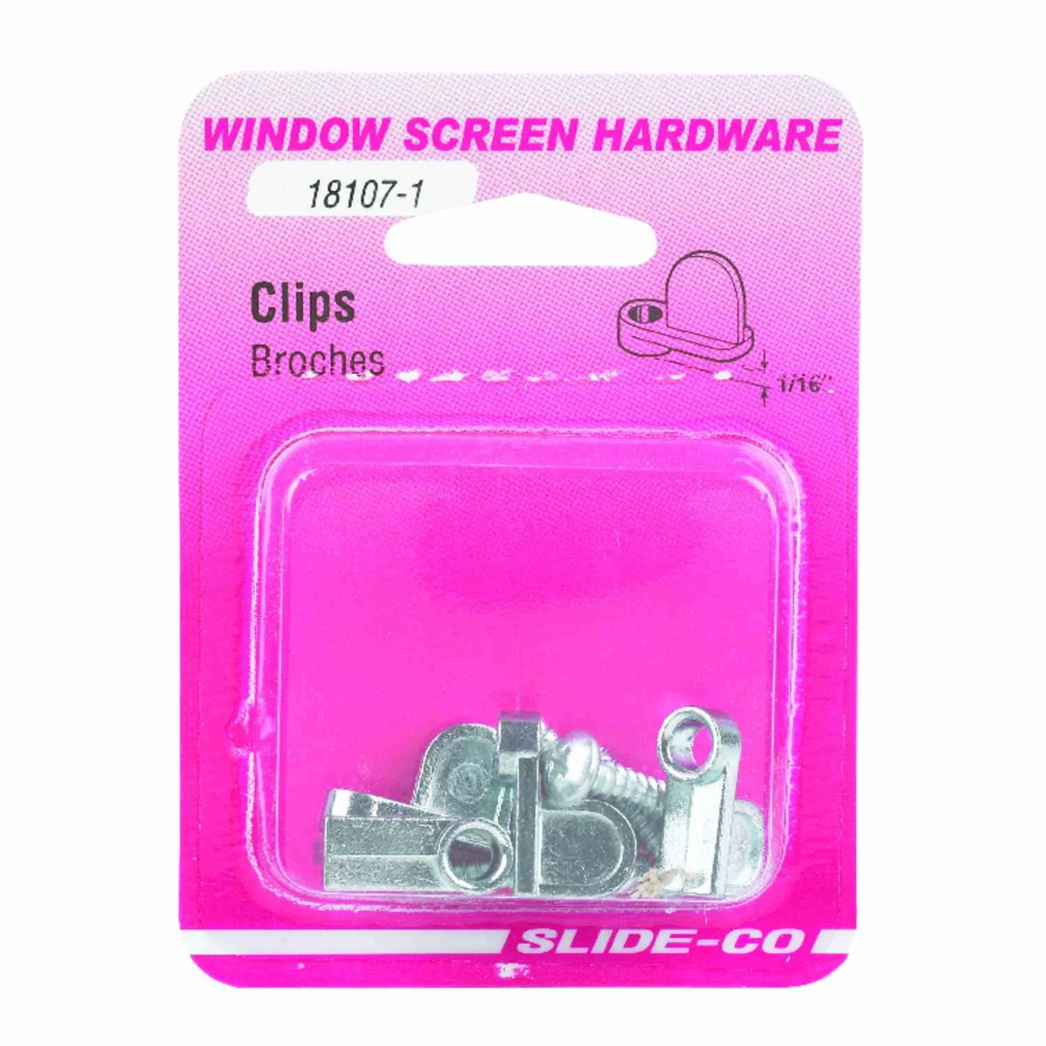 Slide-Co Mill Zinc Steel Screen Clip For 1/8 12 pk