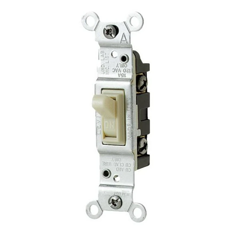 Leviton Residential Grade 15 Amp Toggle Single Pole Switch, Ivory