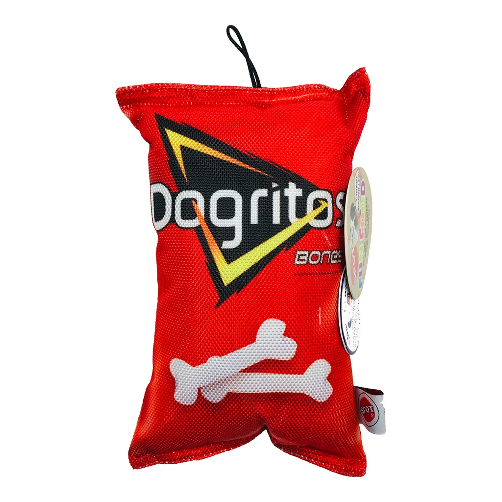 Dogritos Chips Squeaky Dog Toy, 8 Inch Durable Canvas