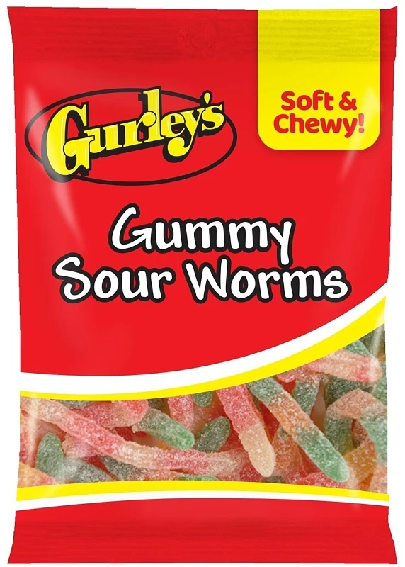 4.5 Oz. Gummy Sour Worms - Assorted Sour Fruit Flavors