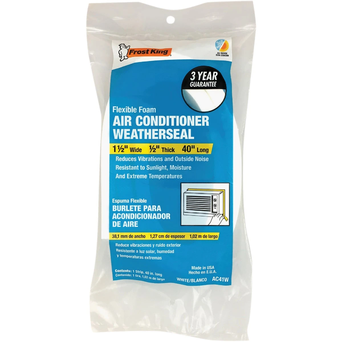 40" X 1-1/2" X 1/2" Heavy Duty Air Conditioning Weatherstrip
