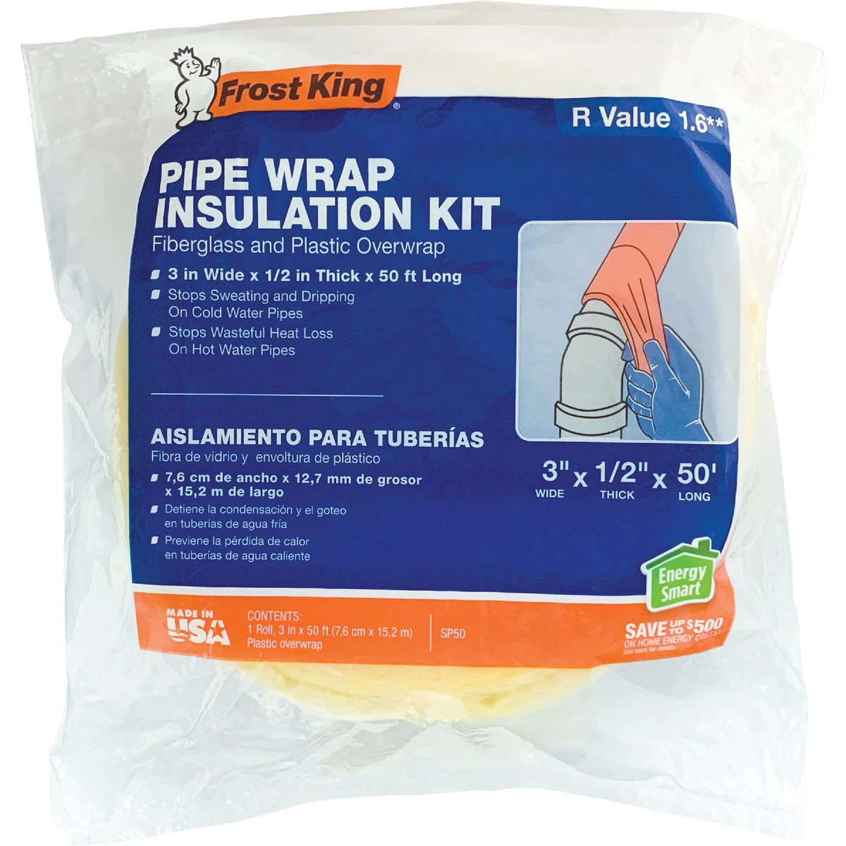 1/2 In. X 3 In. X 50 Ft. Fiberglass Pipe Insulation Wrap