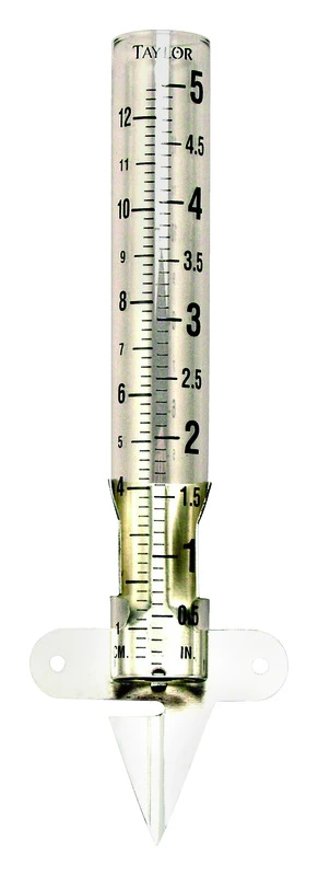 5-inch Glass Rain Gauge With Adjustable Bracket And Metal Spike
