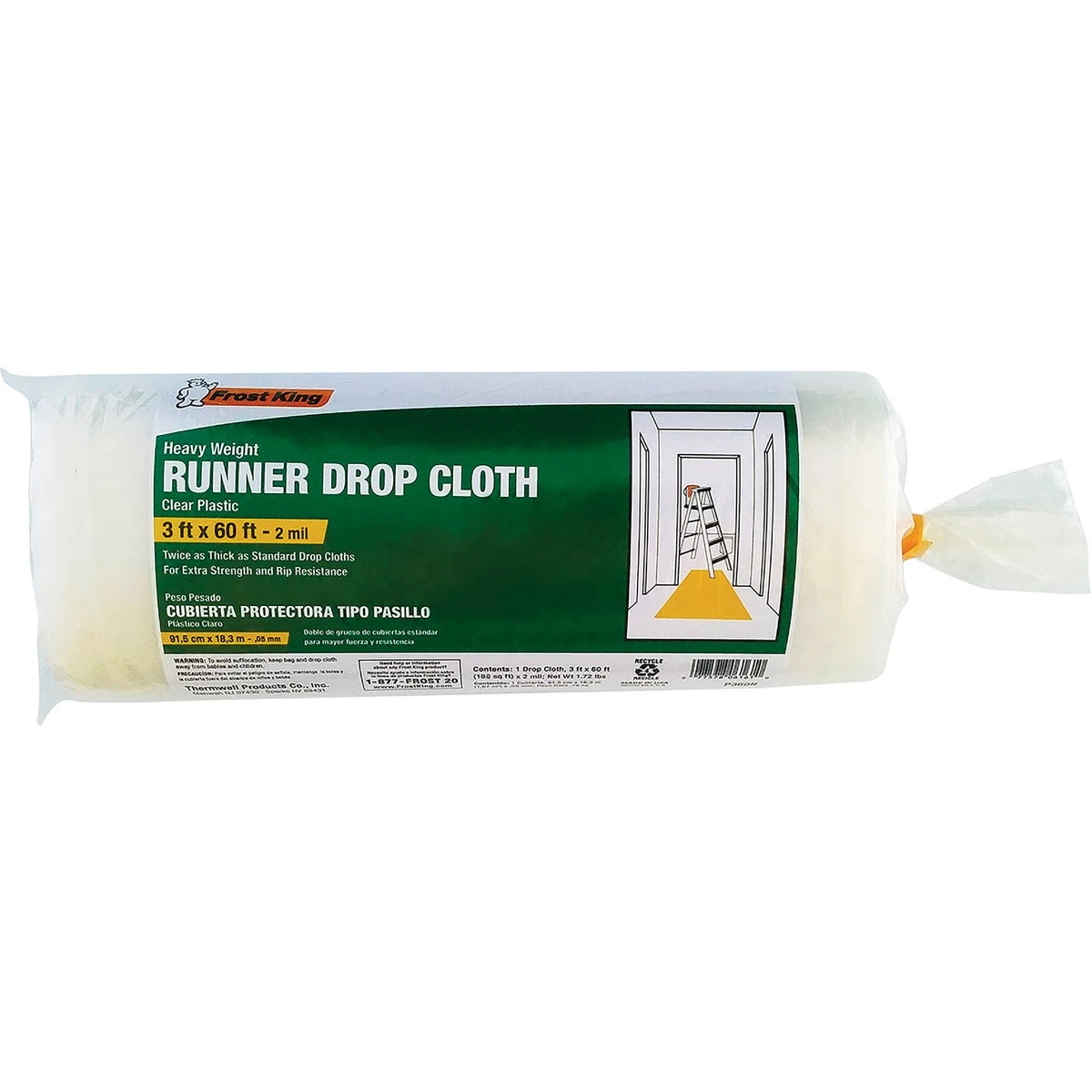 3 Ft. X 60 Ft. 2 Mil Heavy Duty Plastic Runner Drop Cloth