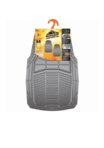 2-Pc. Universal Vehicle Floor Mat Set, Heavy Duty Grey Rubber