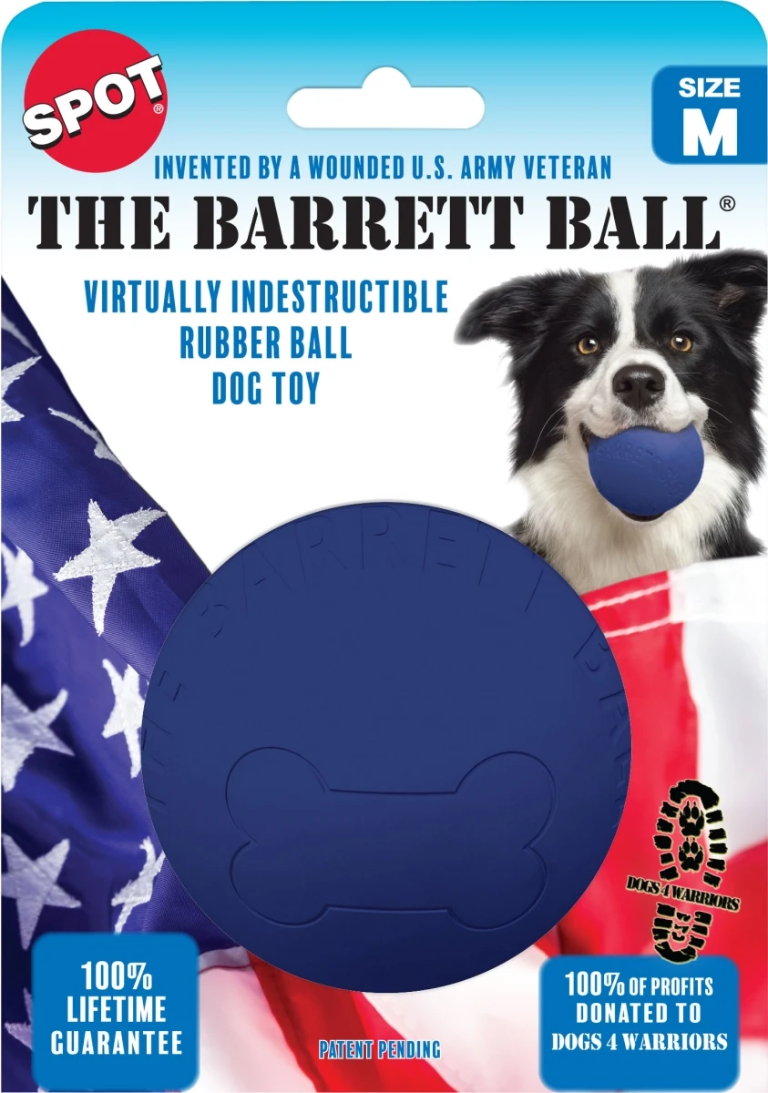 Barrett Rubber Ball Dog Toy, 4 Inch - Durable Natural Rubber For Medium Dogs
