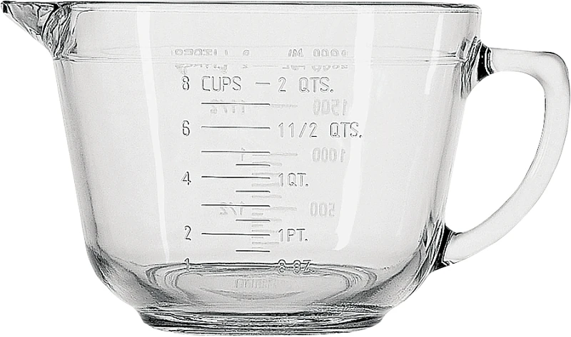 Essentials 8 Cup Clear Glass Measuring Batter Bowl - 2 Quart
