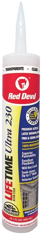Lifetime Ultra Premium Elastomeric Acrylic Latex Caulk, Clear, 10.1 Oz.