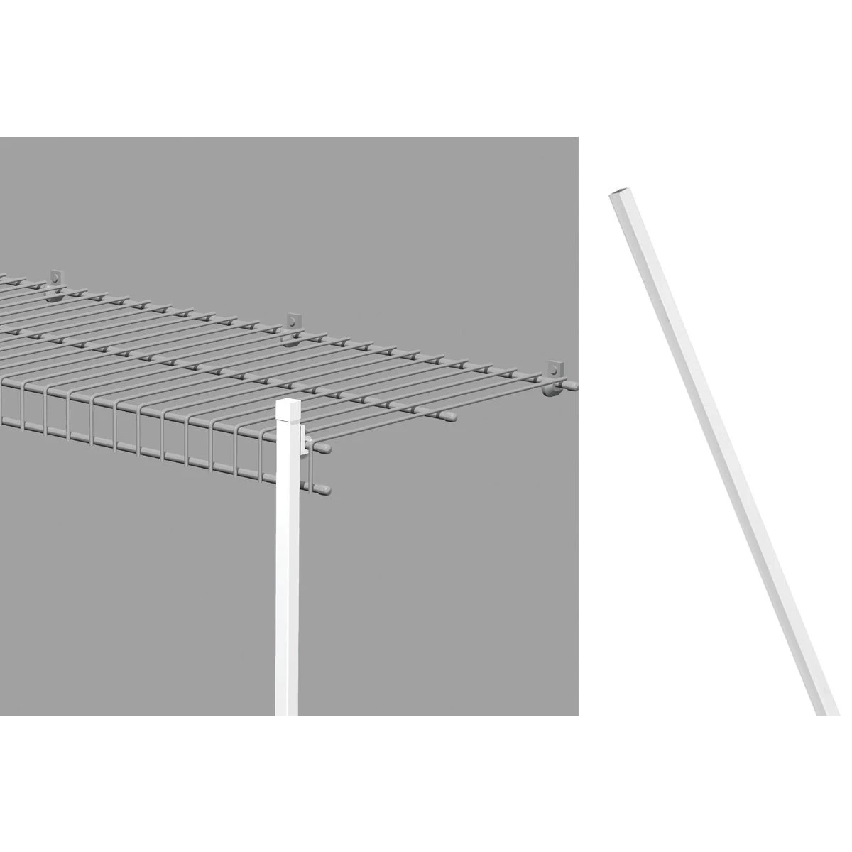 White Wire 86 In. Closet Shelf Support Pole With Hardware