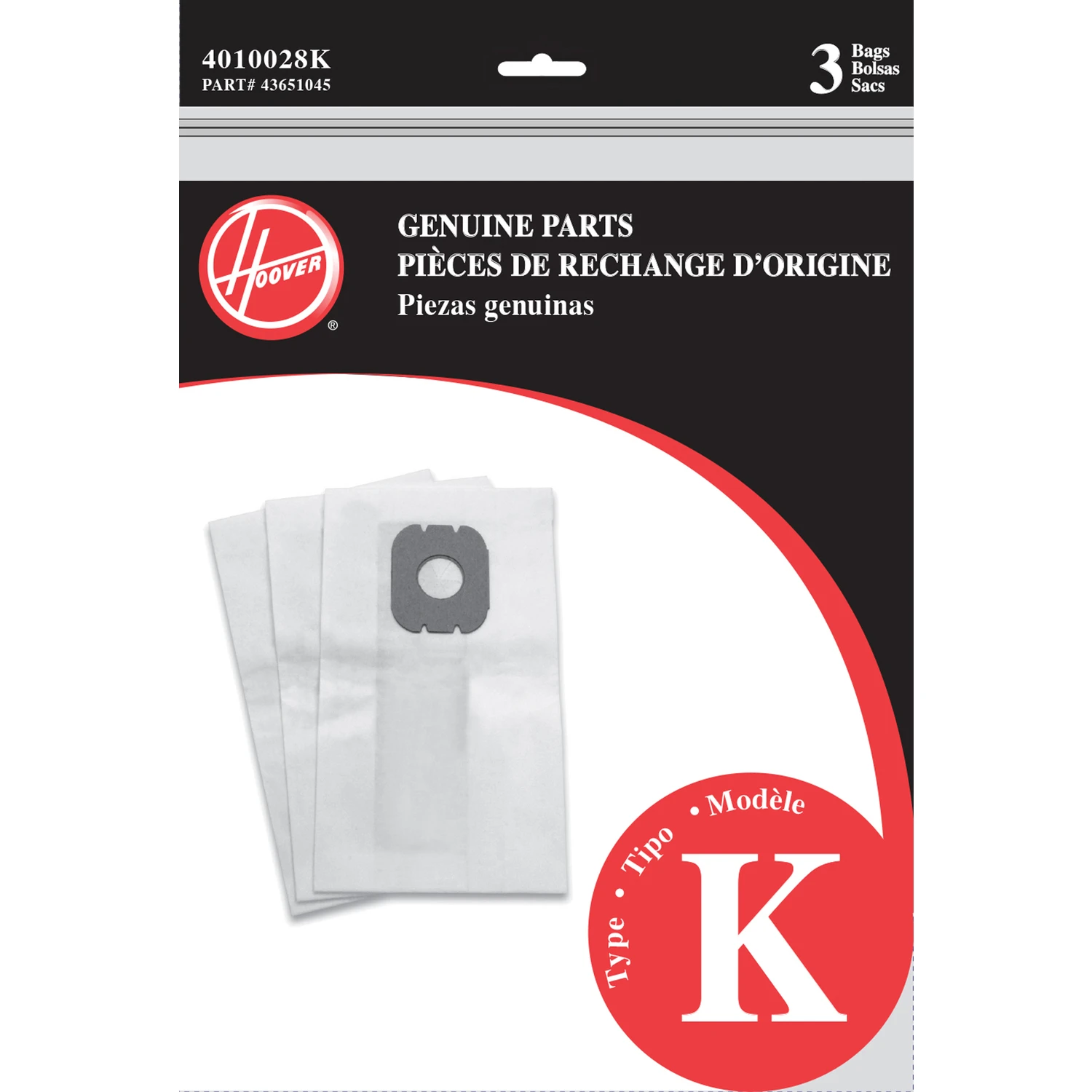 Hoover Vacuum Bag For Bag 3 pk