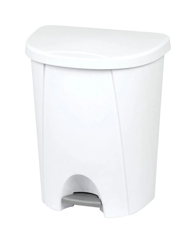 6.6 Gallon White Polypropylene Step-on Locking Touchless Wastebasket