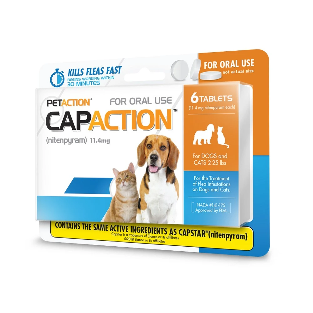 CapAction Fast-Acting Oral Flea Treatment for Small Dogs, 6 Doses, 11.4 mg