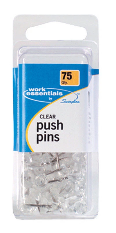Clear Push Pin, 75-Ct.