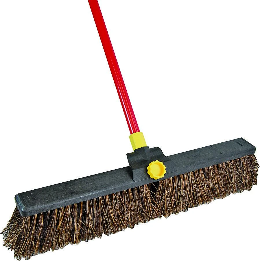 Super Bulldozer Push Broom with Palmyra Bristles for Rough Surfaces, 24 Inch Width