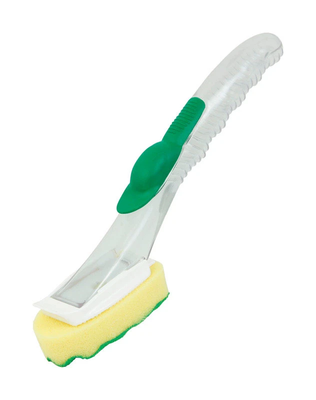 7 In. Soap Dispensing Brush With Durable Handle And Cellulose Bristles