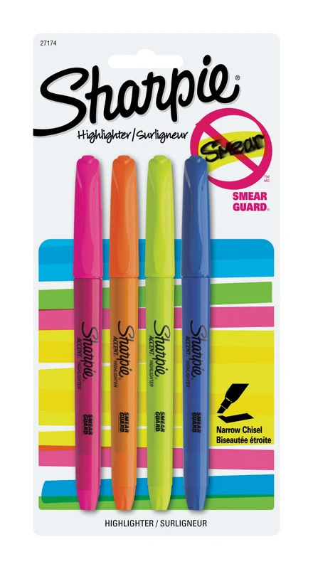 Sharpie Accent Neon Color Assorted Chisel Tip Markers 4 pk