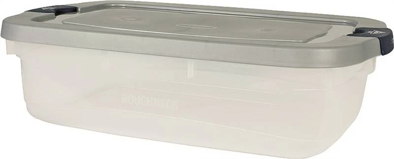 Roughneck 31 Qt. Clear Storage Tote With Snap-tight Lid