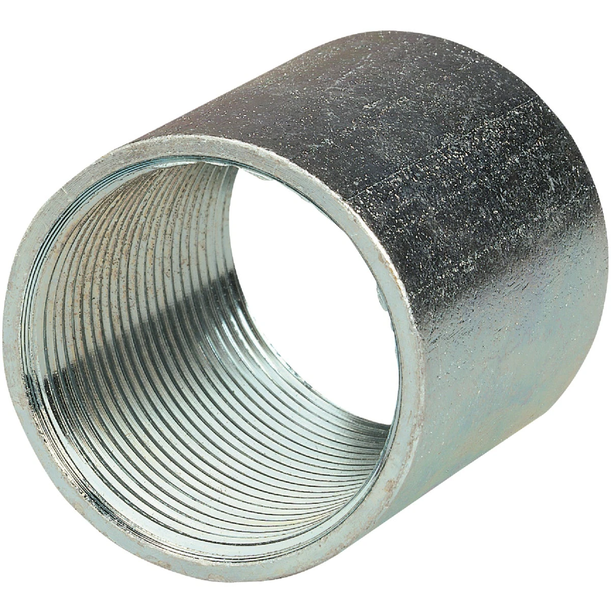Galvanized Steel Rigid Conduit Coupling, 1 and 1 Quarter Inch Diameter