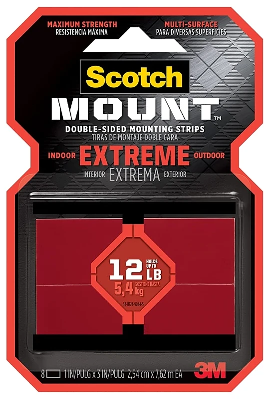 Extreme Double-sided Mounting Strips, 1 X 3 In., 8 Count, Model 414h-st