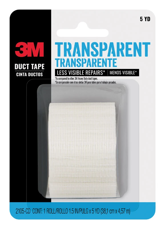 1.5 Inch X 5 Yard Transparent Duct Tape - Heavy Duty, Uv Resistant