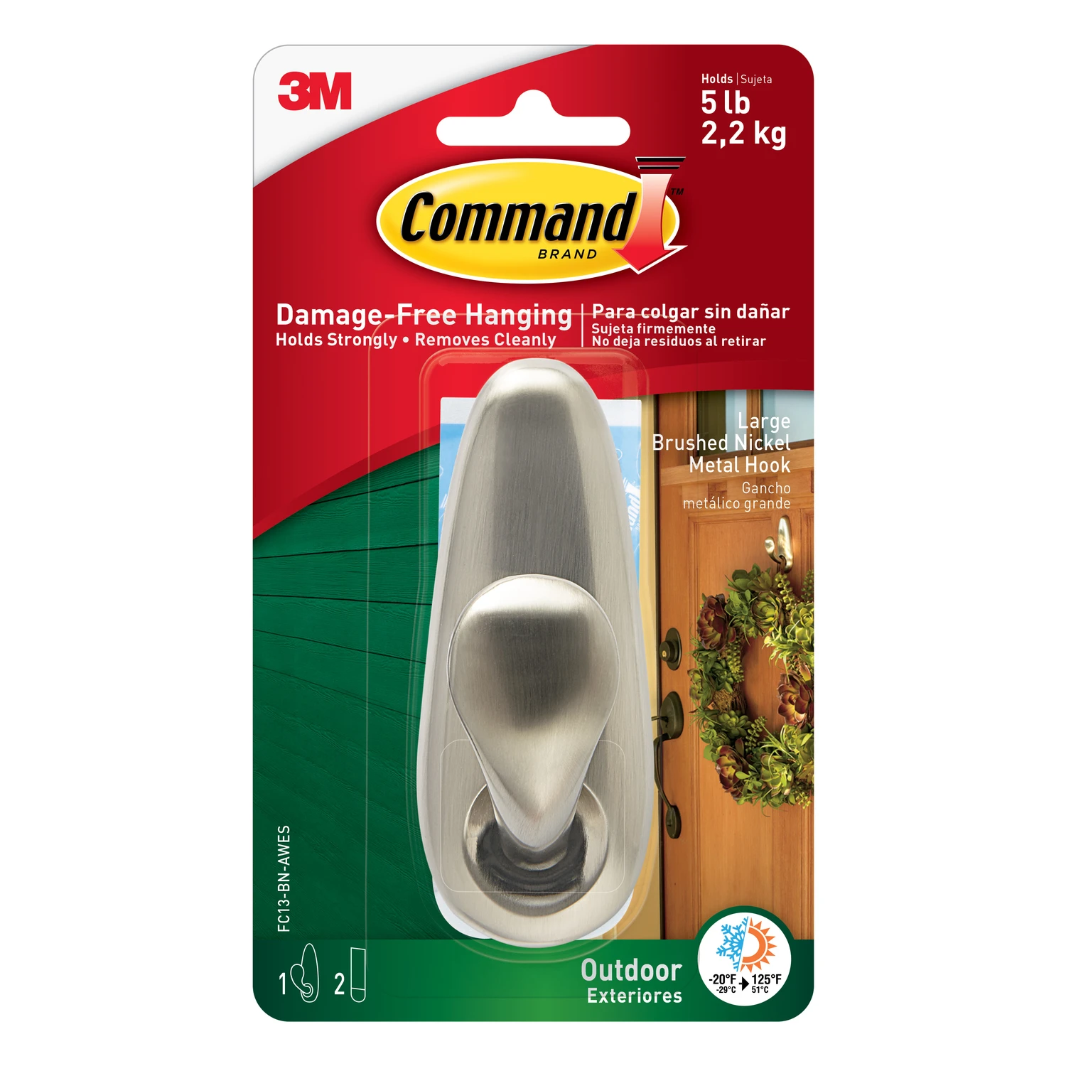 COMMAND OUTDOOR HOOK METAL LG