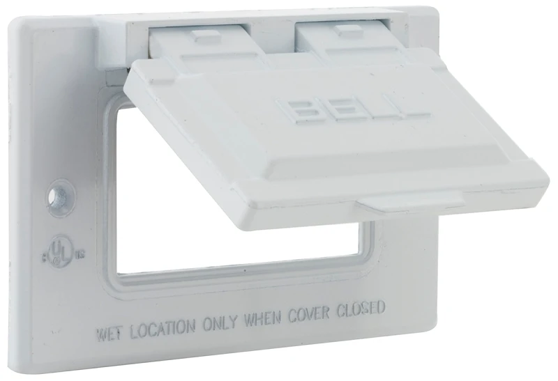 Single Gang Rectangular Aluminum White Gfci Outdoor Box Cover - Model 5101-1