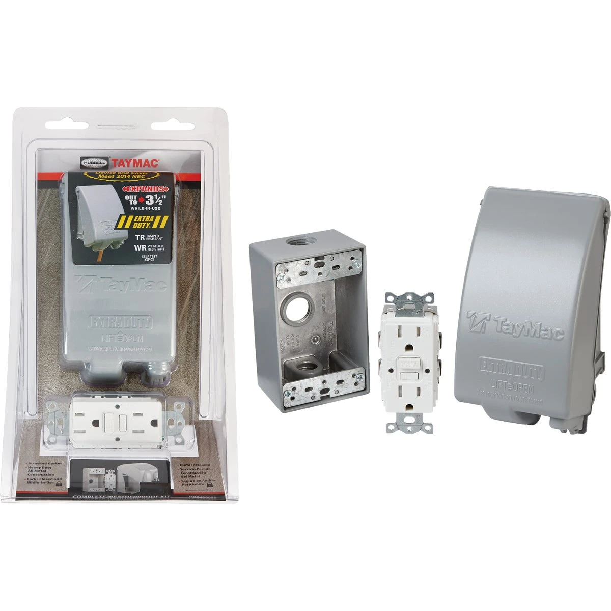 Gray Metal Vertical/horizontal Weatherproof In-use Outdoor Gfci Kit Mkg4280ss