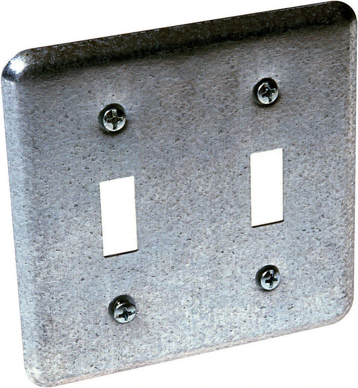 Wall Plate Cover for Double Toggle Switches, Steel Construction, 4 Inch Size