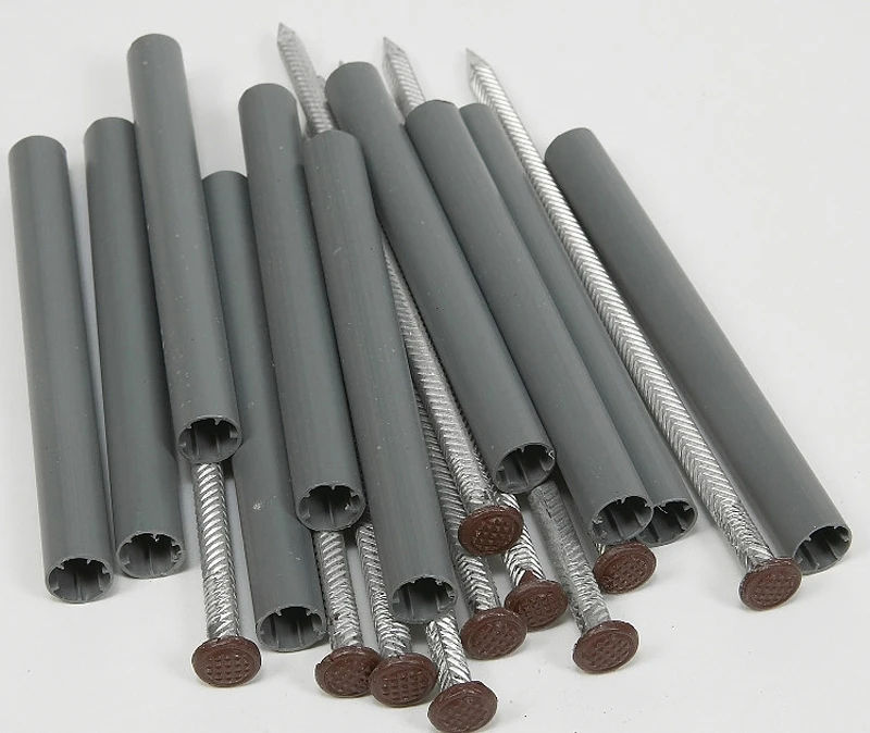 Gutter Spike & 5 In. Ferrule, Brown Aluminum, 7 In. 10-Pk.