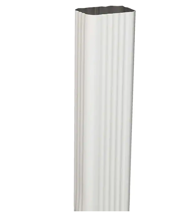 2 In. X 3 In. White Galvanized Steel Downspout - 10 Feet Long