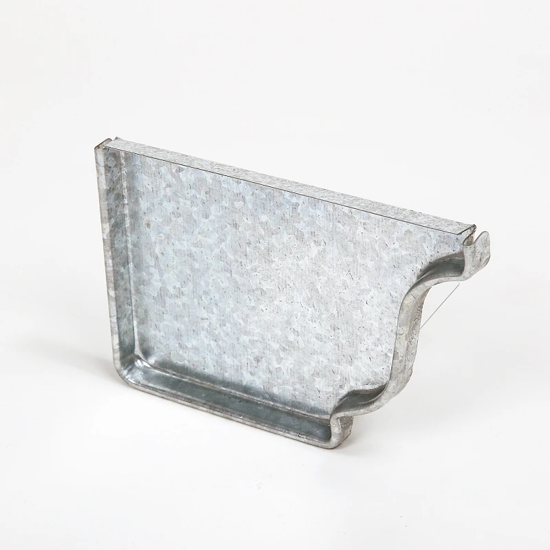 Left End Gutter Cap, Mill Finish Galvanized Steel, 5 Inch Width