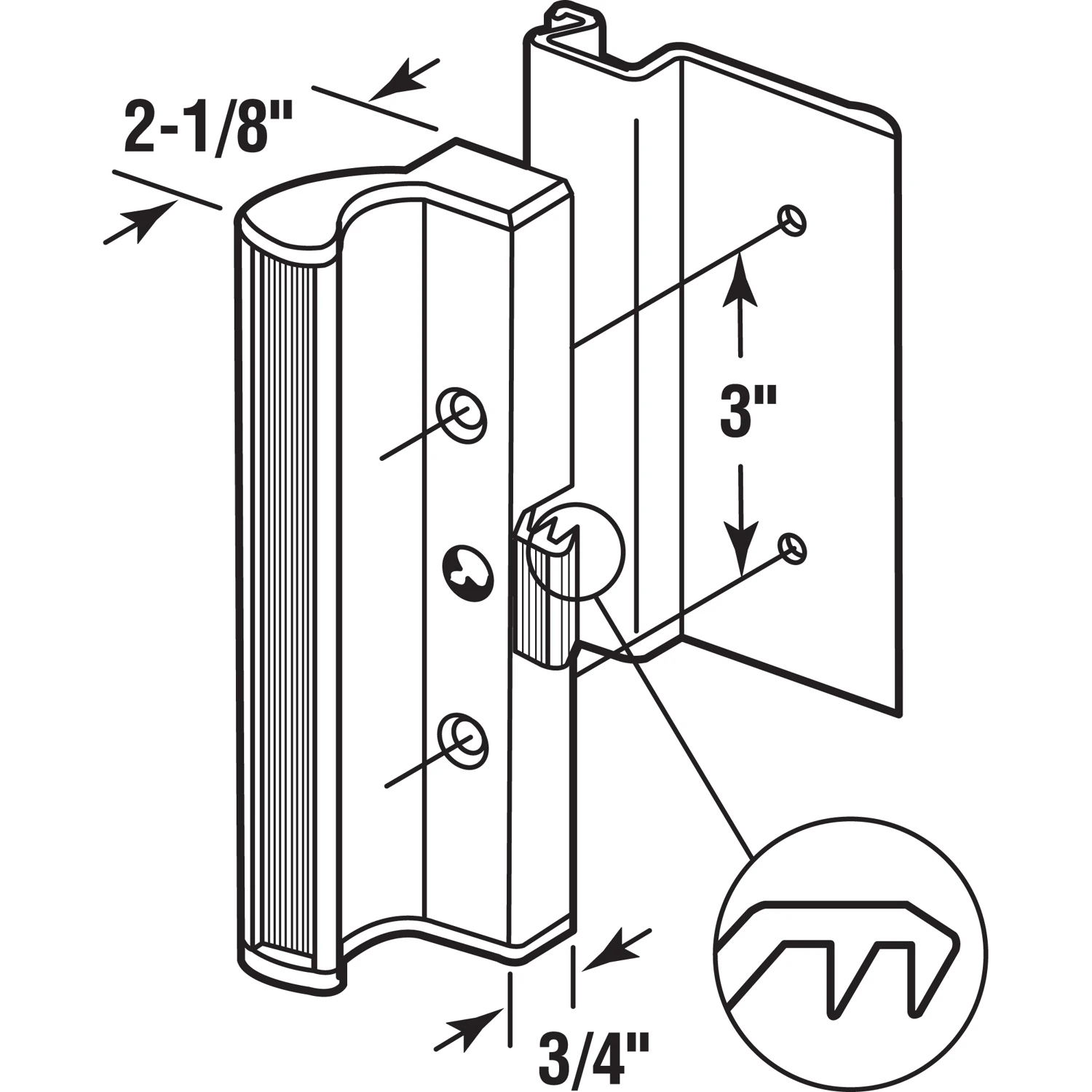 Aluminum Patio Door Handle for International Windows, Surface Mount with Clamp