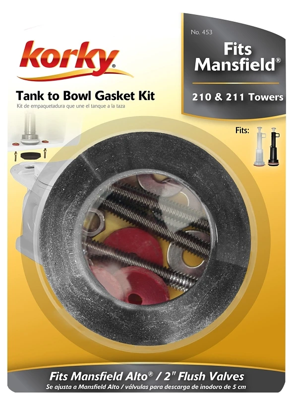 Tank to Bowl Gasket and Hardware Kit for Mansfield Toilets, Complete Replacement Set