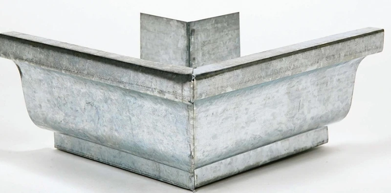 Gutter Outside Mitre, Mill Finish Galvanized Steel, 5 In.