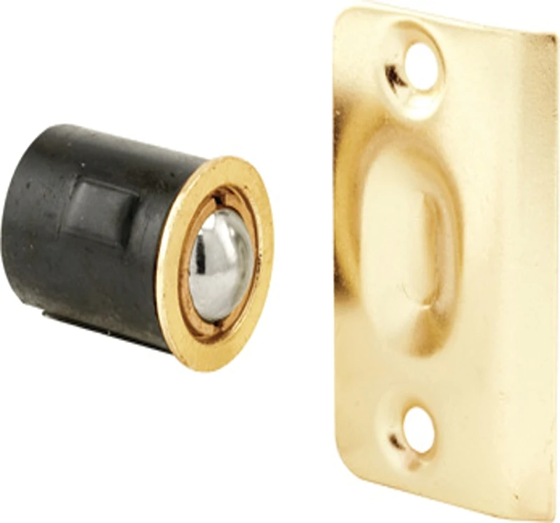 Adjustable Drive-In Ball Catch with Strike, Brass Plated, 0.75 x 1.1875 Inches