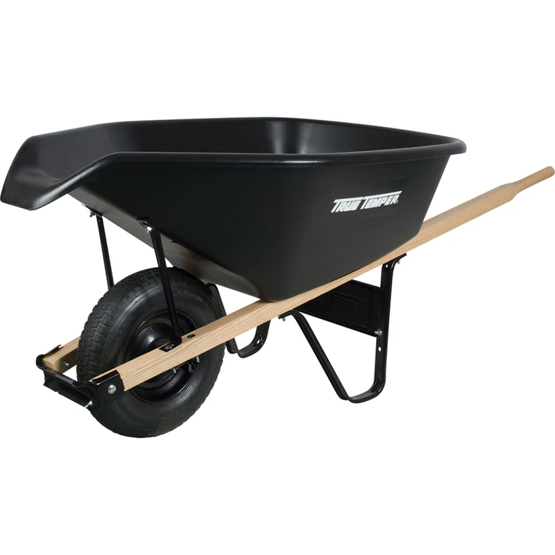 EZ Pour Wheelbarrow with Black Poly Tray, 6 Cubic Feet Capacity
