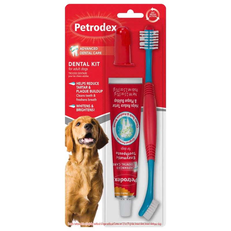 Petrodex Dog Oral Care Dental Kit With Toothbrush And Enzymatic Toothpaste