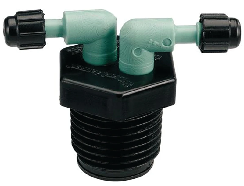 2-port Drip Irrigation Manifold, 1/2-inch Male Pipe Thread, Model 67035