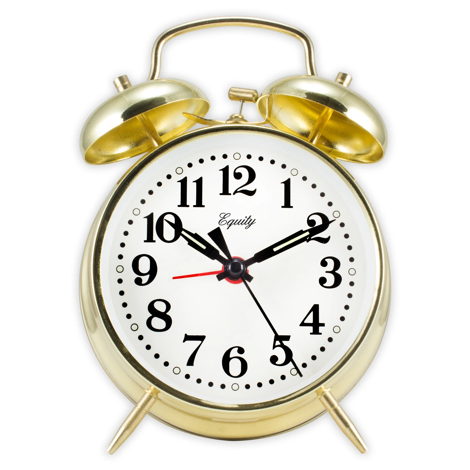 Equity Keywound Twin Bell Alarm Clock - Brass Finish, 30 Hour Movement