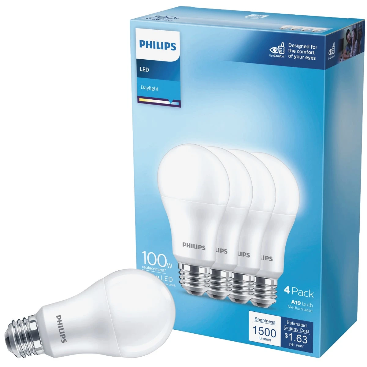 Eyecomfort 100w Equivalent Daylight A19 Led Bulb E26 Medium Base 4-pack