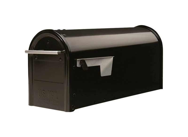 Franklin Medium Post-mount Mailbox, Black Steel With Nickel Accents, Model Fm110b00