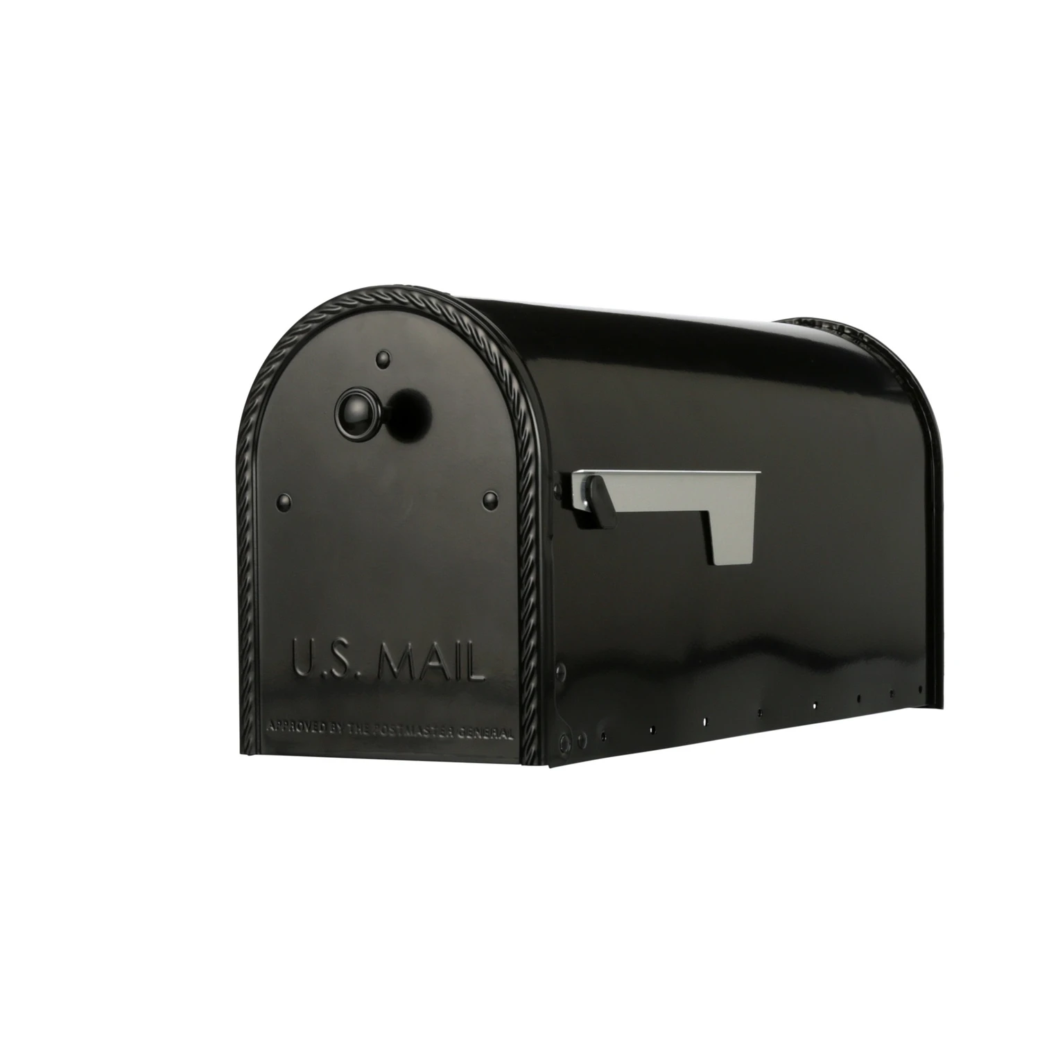 Gibraltar Edwards Decorative Galvanized Steel Post Mount Black Mailbox 10.9" H X 8.7" W