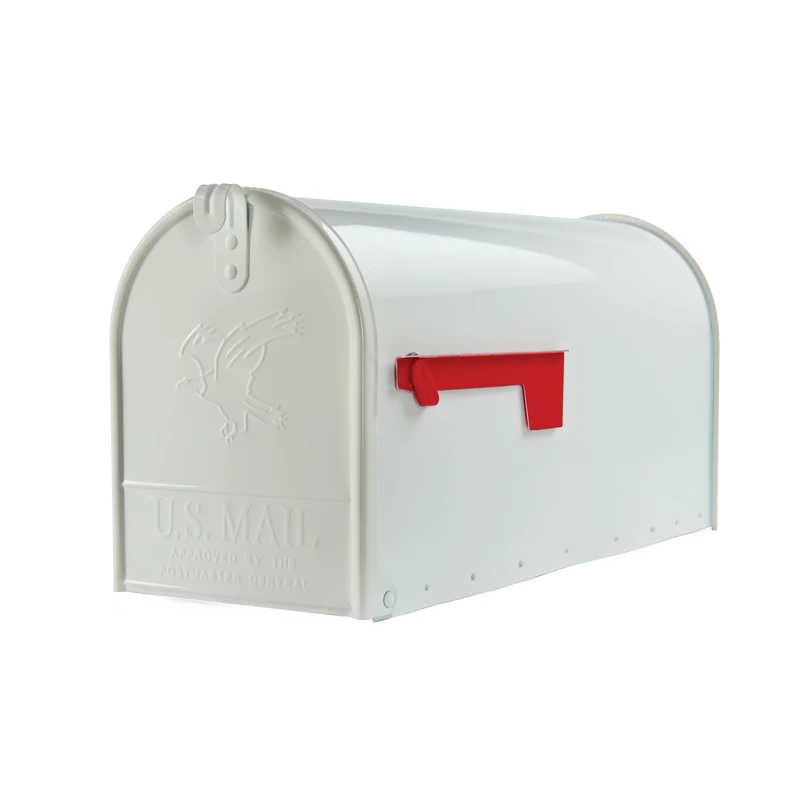 Elite Galvanized Steel Post Mounted White Mailbox 10-1/2" H X 8-1/2" W