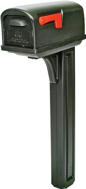 Classic Black Mailbox & Post Combo - Durable Plastic, Large Capacity, Model Gcl100bam