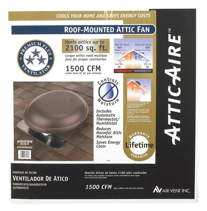 Roof-Mount Attic Ventilator in Weatherwood Finish for Up to 2100 Square Feet