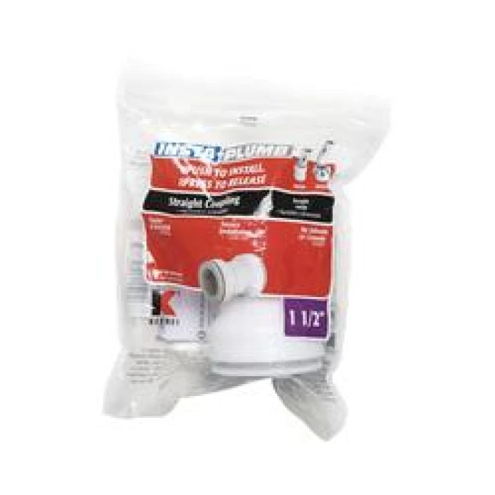 White Straight Coupling for 1 and 1/2 Inch Pipes
