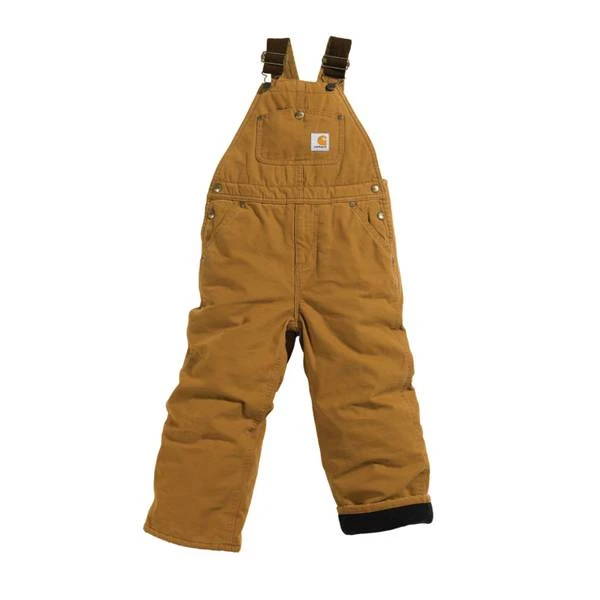 Kids' Washed Duck Bib Overalls - Size 16 - Carhartt Brown