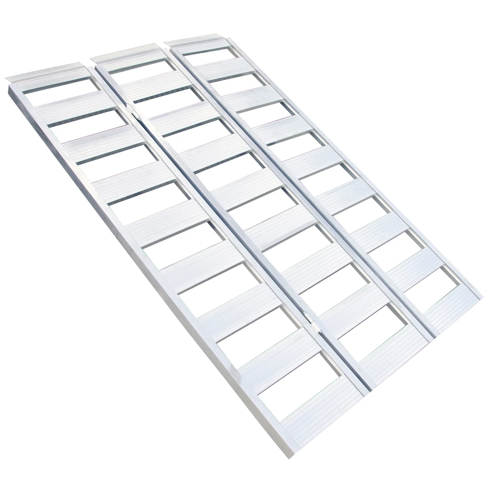 7462 Aluminum Tri-fold Ramp 69 X 45 Inches 1500 Pounds Capacity Grey