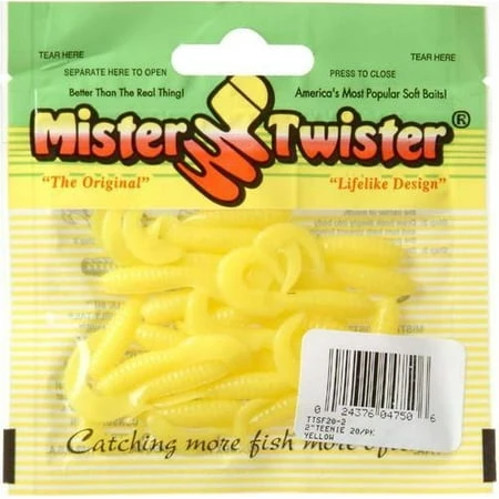 Mister Twister TTSF20-2 2" Curly Tail Grub 20 PK Yellow Fishing Soft Plastic